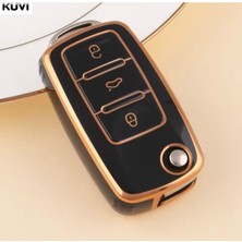 Skoda Fabia Octavia A5 Superb 2009-2014 Anahtar Kılıfı Siyah-Gold