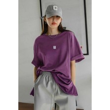 Teenage Millionaire Kadın Free Life Mor Bisiklet Yaka Oversize Salas T-Shirt