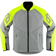 Icon Mesh Af Korumalı Motosiklet Montu Gri  Sarı
