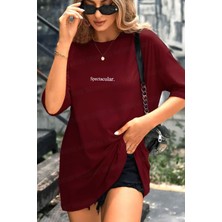 Teenage Millionaire Kadın Bordo Spectacular Oversize Salas T-Shirt