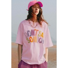 Teenage Millionaire Kadın Pembe Oversize Kabaran Baskı Dont Say Salas Boyfriend Kadın T-Shirt