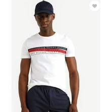 Göğüsde Renk Şeritli Erkek T-Shirt