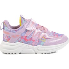 Ruffon Lila-Pembe Tekstil Kız Çocuk Spor Ayakkabı