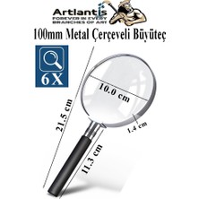 Metal Büyüteç 100 mm 1 Adet 6x Plastik Sap Çerçeveli 10 cm Büyüteç Merçek Okul Büro Ofis Krom Kaplama Büyüteç