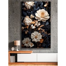 Gece Bahçesinde Modern Soft Çiçekler Kanvas Tablo