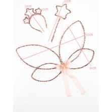Le Mabelle Rose Simli Kelebek Kanat Asa Taç 3'lü Set