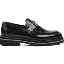 Aspor Siyah Açma  Deri Erkek Loafer Ayakkabı Premium