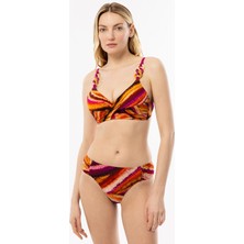 Ayyıldız 4627 Turuncu Desenli Mor Toparlayıcı Bikini Takımı