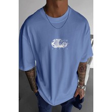 Millionaire Erkek Mavi Earth Oversize Fit Bol Geniş Kalıp Salaş Kesim T-Shirt