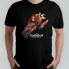 Pixxa Genshin Impact Mavuika Unisex %100 Pamuklu Bisiklet Yaka T-Shirt