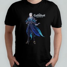 Pixxa Genshin Impact Neuvillette Unisex %100 Pamuklu Bisiklet Yaka T-Shirt