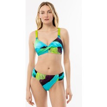 Ayyıldız 4627 Mavi Yeşil Desenli Toparlayıcı Bikini Takımı