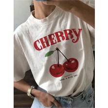 Unisex Happy Cherry Tasarım Basklı Tshirt
