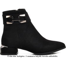 Aspor Siyah Süet Kadın Topuklu Bot