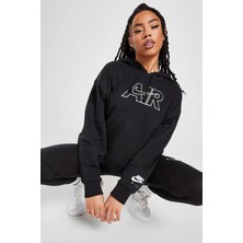 Nike Air Oversize Hoodie Kapüşonlu Kadın Oversize Bol Kesim Sweatshirt Siyah
