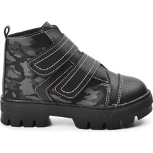 Aspor Siyah Kamuflaj Unisex Çocuk Bot