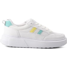 Walkway Beyaz Sarı Kadın Spor Ayakkabı Sneaker