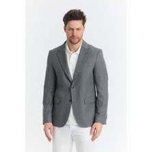 Frappoli Serardo Erkek Grey Yarım Astarlı Kapak Cepli Ilkbahar-Yaz Spor Blazer Ceket