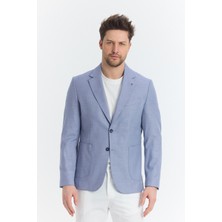 Frappoli Serardo Erkek Koyu Mavi Yarım Astarlı Kapak Cepli Ilkbahar-Yaz Spor Blazer Ceket