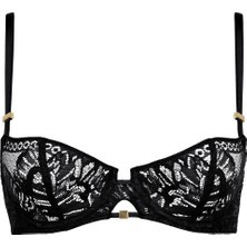 Love Soul Yarım Kap Balenli Sütyen, Çiçek Dantelli, Eyfel Kulesi Sırt Detaylı