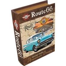 Ahşap Kutu U.s. Route 66 Büyük Ofis Hobi Hediyelik Dekoratif Kitap Amerikan Araba Get Your 1 Adet