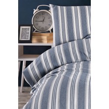 Modern Stripe Nevresim Takımı Tek Kişilik Gentletouch Lacivert