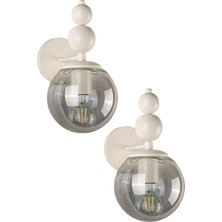 Sonsuz Aplik 2 Adet Beyaz Füme Cam