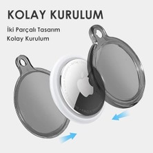 Airtag Için  Ultra Şeffaf Görünümlü Kılıf Ve Anahtarlık, Sert Silikon Şeffaf Renkli Kılıf (Siyah)