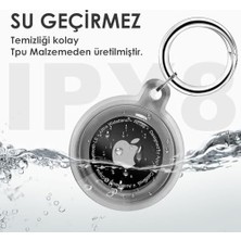 Airtag Için  Ultra Şeffaf Görünümlü Kılıf Ve Anahtarlık, Sert Silikon Şeffaf Renkli Kılıf (Siyah)