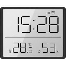 Mıknatıslı LCD Dijital Ekran Saat Alarm Sıcaklık Nem Göstergeli Pilli Şık Modern Tasarım