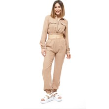 Keten Fermuarlı Crop Takım