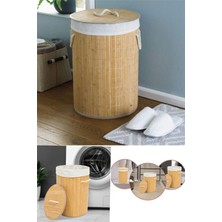 Mediterian Renkli Oval Bambu Banyo Çamaşır Sepeti, Şık ve Dekoratif 9 L