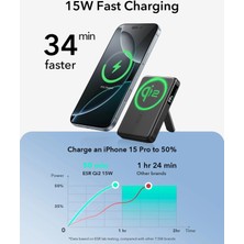 Esr 10000 Mah Taşınabilir Şarj Cihazı Halolock Qi2 Kickstand Magsafe Dijital Göstergeli Standlı Powerbank - Siyah