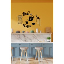 Ahşap Siyah Kitchen Konsepti Duvar Dekoru - Mutfak Dekorasyonu 50 x 50 Lazer Kesim Tablo