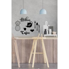 Ahşap Siyah Kitchen Konsepti Duvar Dekoru - Mutfak Dekorasyonu 50 x 50 Lazer Kesim Tablo