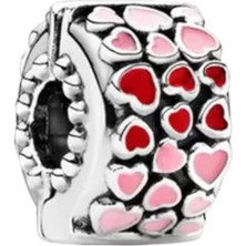 Çok Renkli Kalp Klips Charm | 925 Ayar Gümüş