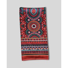 Kırmızı Pamuk Şal Afrika Mandala Desenli 70CMX190CM
