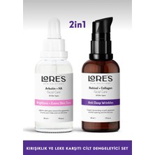 Lores Beauty Cilt Besleyici & Leke Karşıtı Set - Retinol + Collagen Vita-A + Alpha Arbutin Hyaluronic Acid Serum