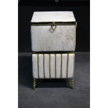 Mediterian Bej Alt Dilimli Büyük Ahşap Çamaşır Sepeti, 60 L, Şık ve Pratik Depolama Çözümü