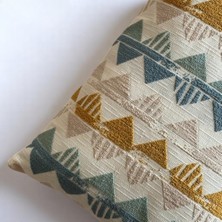 Oslo Geometrik Desenli Natural Dikdörtgen Dekoratif Kırlent Kılıfı - Çok Renkli 50 x 35