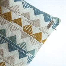 Oslo Geometrik Desenli Natural Dikdörtgen Dekoratif Kırlent Kılıfı - Çok Renkli 50 x 35