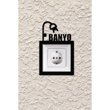 Banyo Priz Çerçevesi Siyah Lazer Kesim Dekorasyon Ürünü