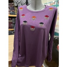 Kadın Likralı Nakışlı Penye Bluz