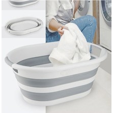 Mediterian Katlanabilir 25 Lt Çamaşır Sepeti, Hafif ve Pratik Gri Renkli, Dayanıklı Plastik