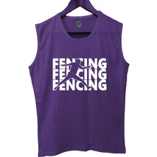 Top Glory Fencing Baskılı Kolsuz Sporcu T-Shirt Tank Top Sporcu Fitness Atlet