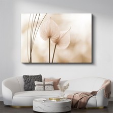 Anthurium Çiçekleri - Bej Tonlarda Minimalist Tasarım Kanvas Tablo