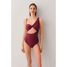 Suwen Jenny Tek Omuz Mayo Kadın Metalik Mor Renkli Tasarım ile Rahat Kullanım