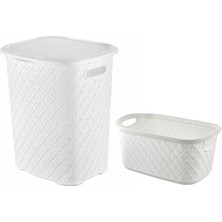 2'li Örgü Çamaşır Sepeti Seti