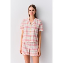 Suwen Plaid Gömlek Yaka Şort Pijama Takımı