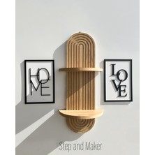 Çift Katmanlı 'home Love Tablo' & Duvar Rafı ( 70 -20  cm  ) Duvar Dekor Seti